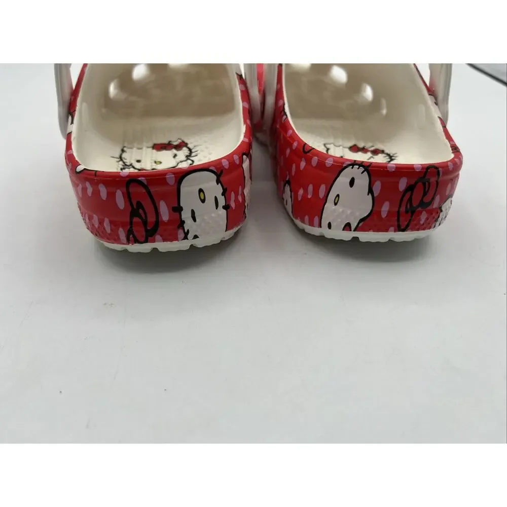 Hello Kitty Crocs Classic Clog Kids Children’s Size 2 Red White Sanrio Pre-owned